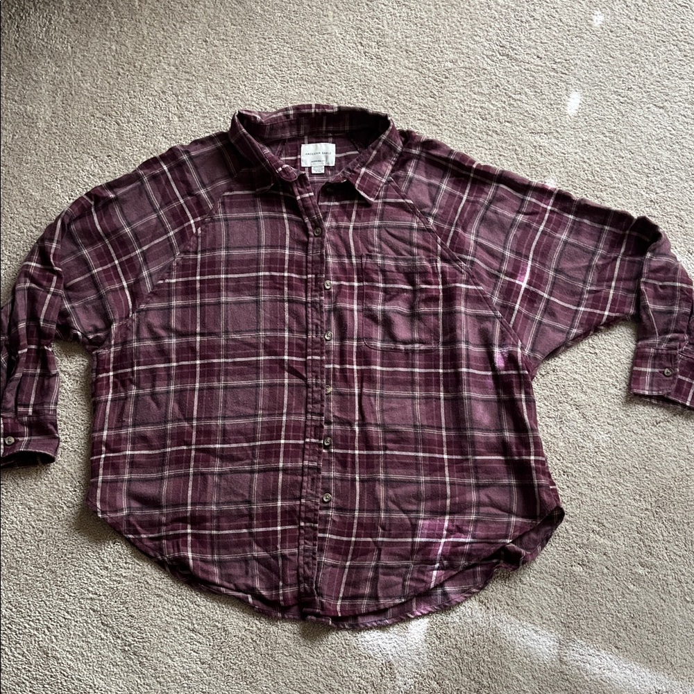 Women’s Plaid Flannel Shirt - Burgundy